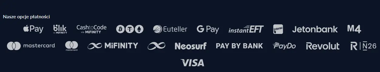 Logotypy systemów płatności dostępnych dla polskich użytkowników